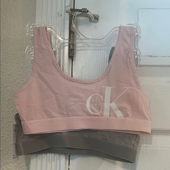 Calvin Klein girls Light Pink and Gray Bralette Set - Picture 1 of 5